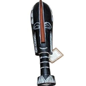 Face mask hand handcrafted Ghana wooden stand souvenir collectable ethnic